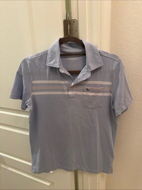 Vineyard Vines Light Blue Striped Pocket Polo